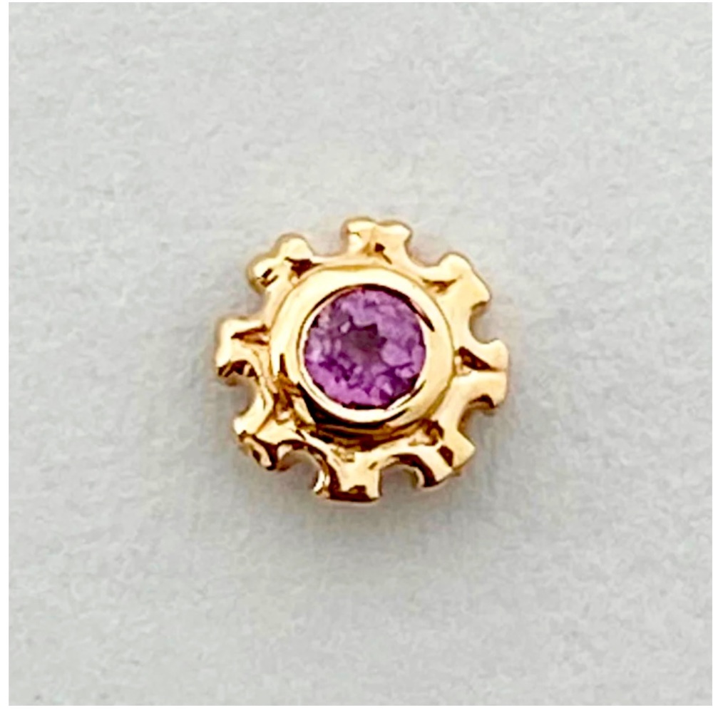 BVLA Firenze Threaded End in Yellow Gold with Amethyst Gem